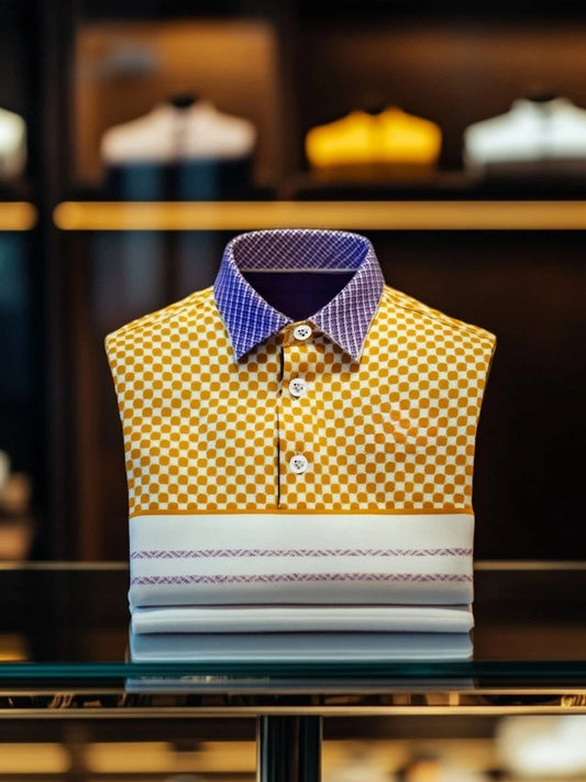 Men's Business Casual Button Short Sleeve Polo Shirt