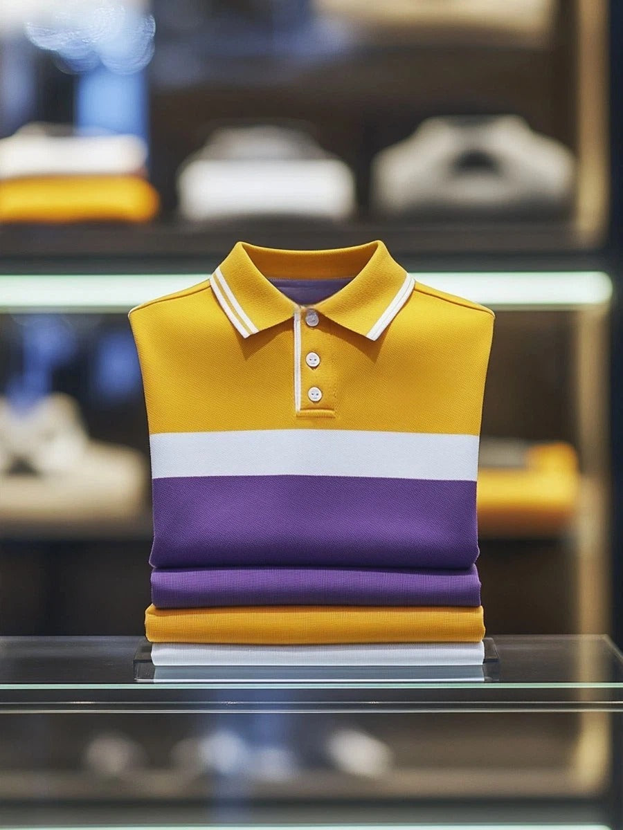 Men's Business Casual Button Short Sleeve Polo Shirt