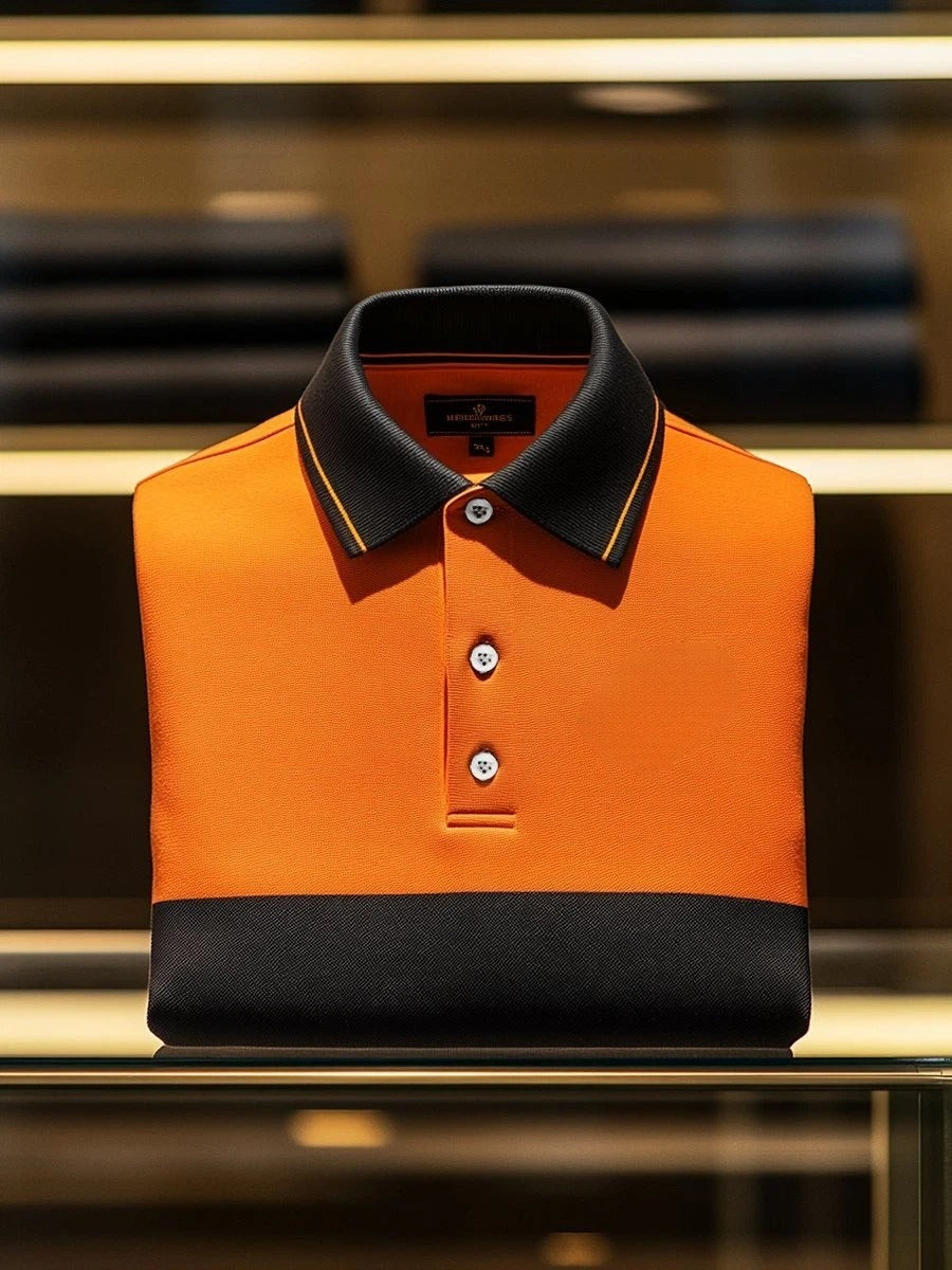 Men's Business Casual Button Short Sleeve Polo Shirt