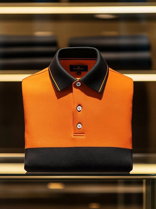Men's Business Casual Button Short Sleeve Polo Shirt