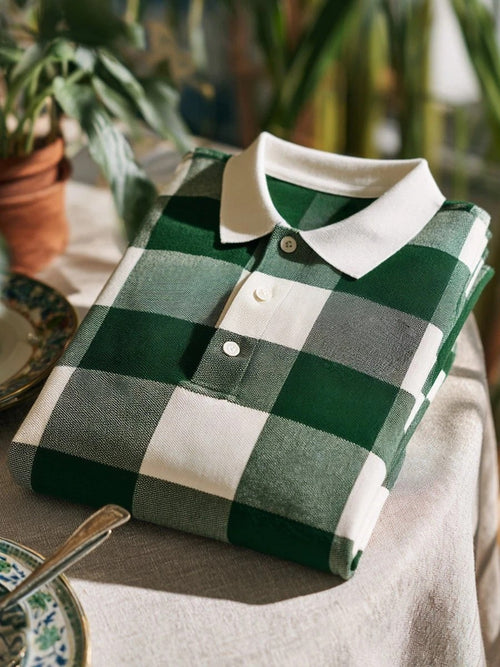 Men's Classic Business Logo Button Short Sleeve Polo Shirt