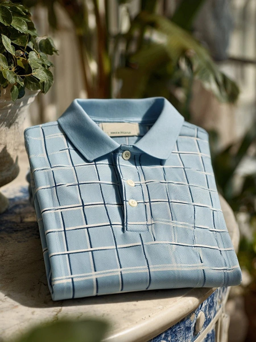 Men's Classic Business Logo Button Short Sleeve Polo Shirt
