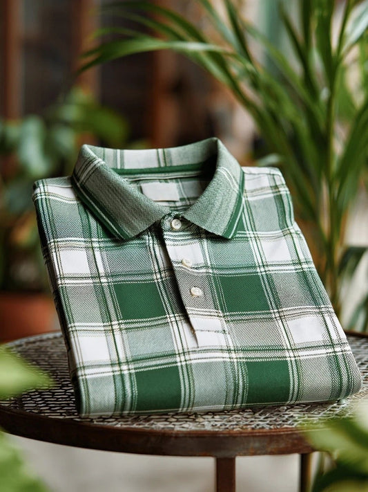 Men's Classic Business Logo Button Short Sleeve Polo Shirt