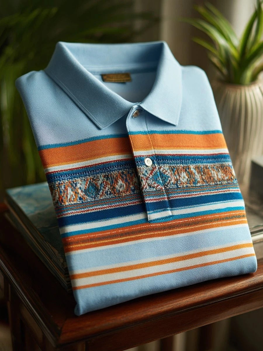 Men's Classic Business Logo Button Short Sleeve Polo Shirt