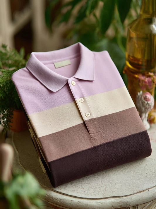Men's Classic Business Logo Button Short Sleeve Polo Shirt