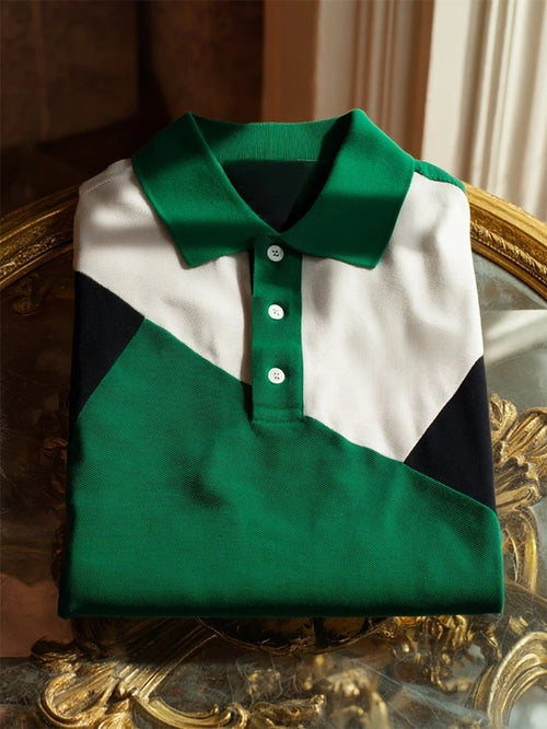Men's Business Casual Button Short Sleeve Polo Shirt