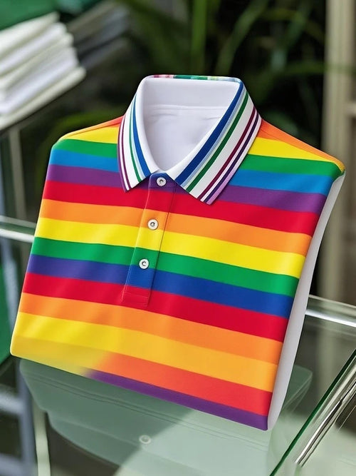 Men's Classic LGBT Logo Button Short Sleeve Polo Shirt