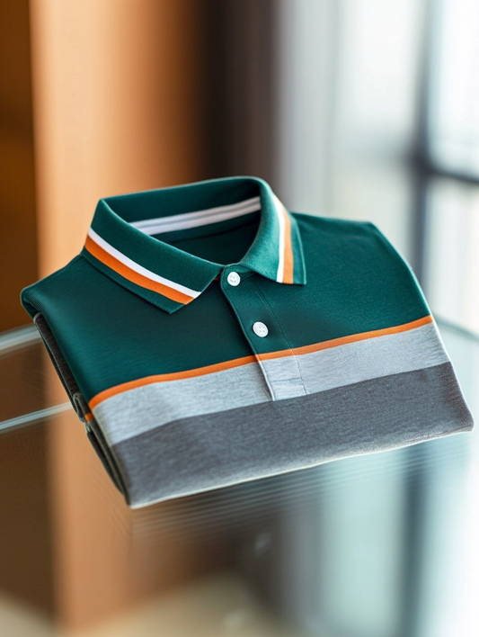 Men's Business Casual Button Short Sleeve Polo Shirt