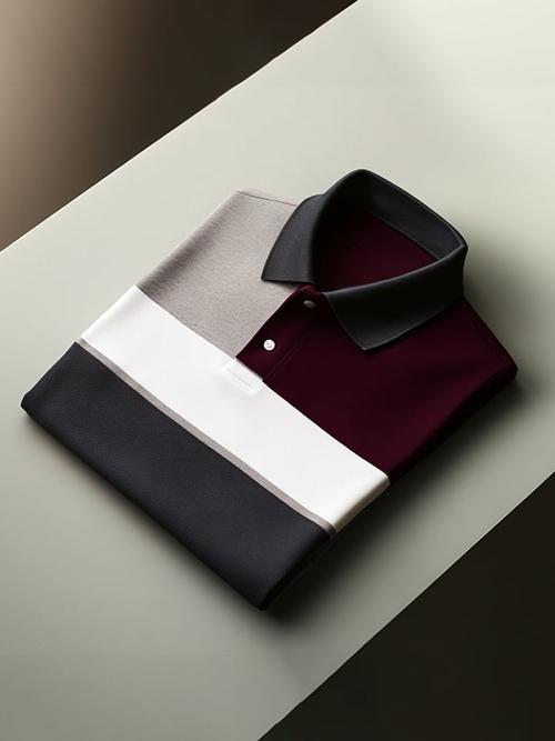 Men's Classic Business Check Logo Button Short Sleeve Polo Shirt