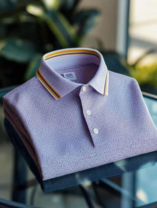 Men's Business Casual Button Short Sleeve Polo Shirt