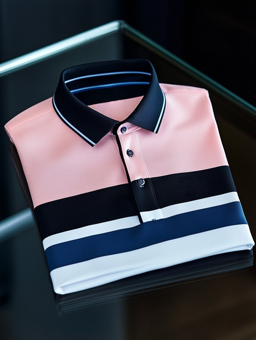 Men's Business Casual Button Short Sleeve Polo Shirt