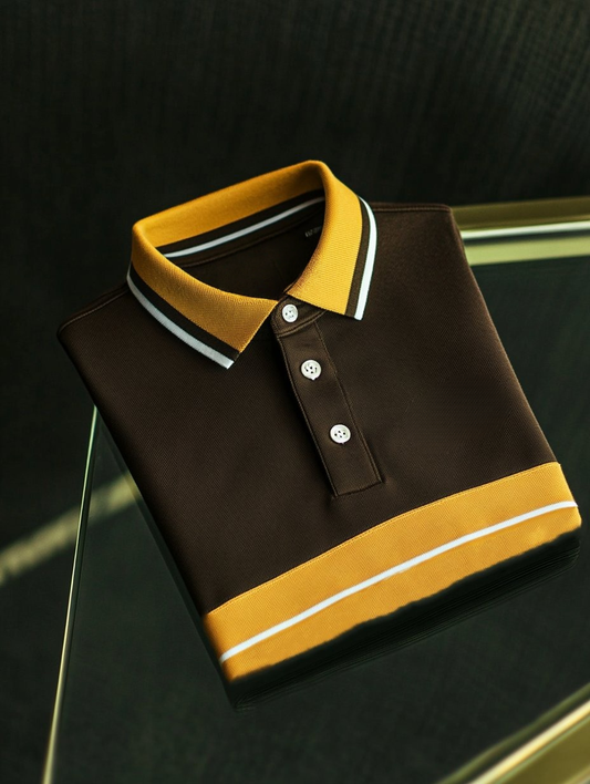 Men's Business Casual Button Short Sleeve Polo Shirt