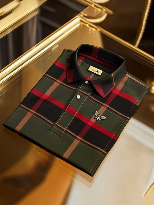 Men's Classic Business Logo Button Short Sleeve Polo Shirt