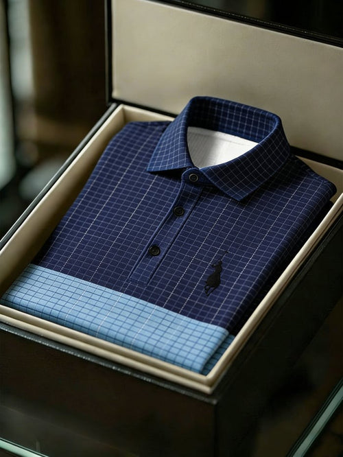 Men's Business Style Print Short Sleeved Polo Shirt