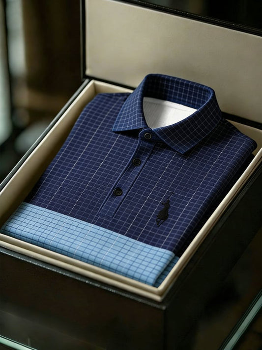 Men's Business Style Print Short Sleeved Polo Shirt