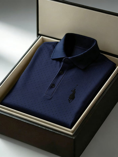 Men's Business Style Print Short Sleeved Polo Shirt