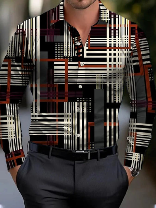 Men's Geometric Print Business Shirt