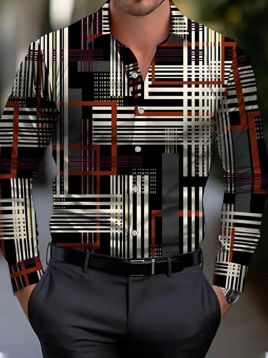 Men's Geometric Print Business Shirt