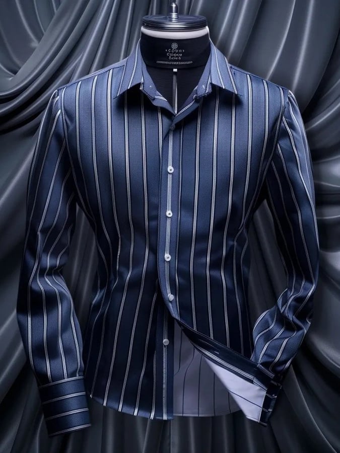 Men's Elegant Striped Long Sleeve Shirt