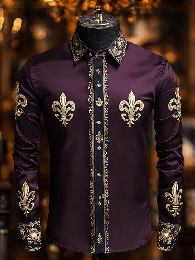 Men's Party Carnival Holiday Print Long Sleeve Shirt