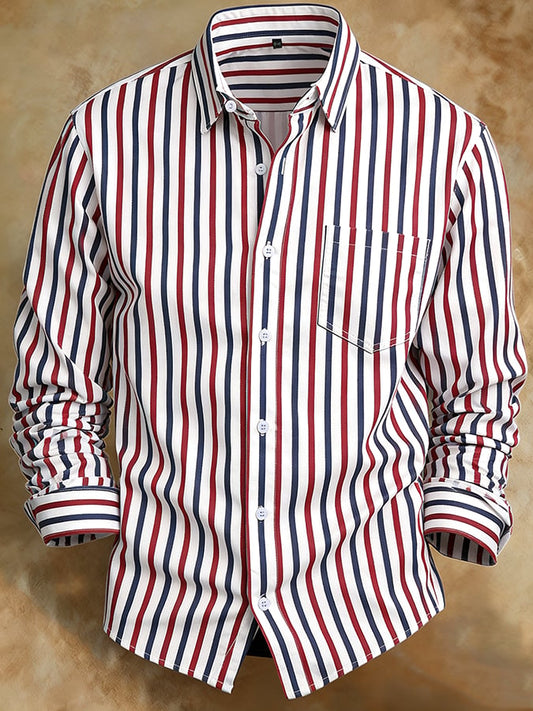 Men's Retro Abstract Art Print Comfortable Business Style Shirt