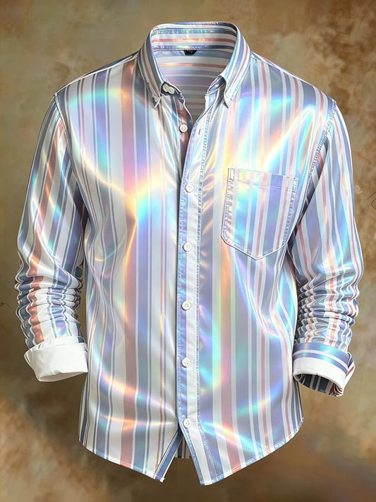 Men's Retro Abstract Art Print Comfortable Business Style Shirt