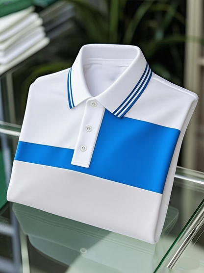 Men's Business Casual Button Short Sleeve Polo Shirt