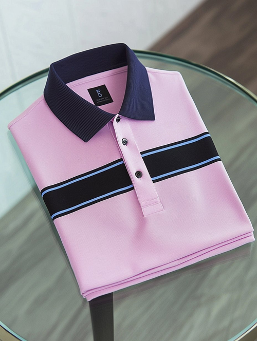 Men's Business Casual Embroidered   Button Short Sleeve Polo Shirt