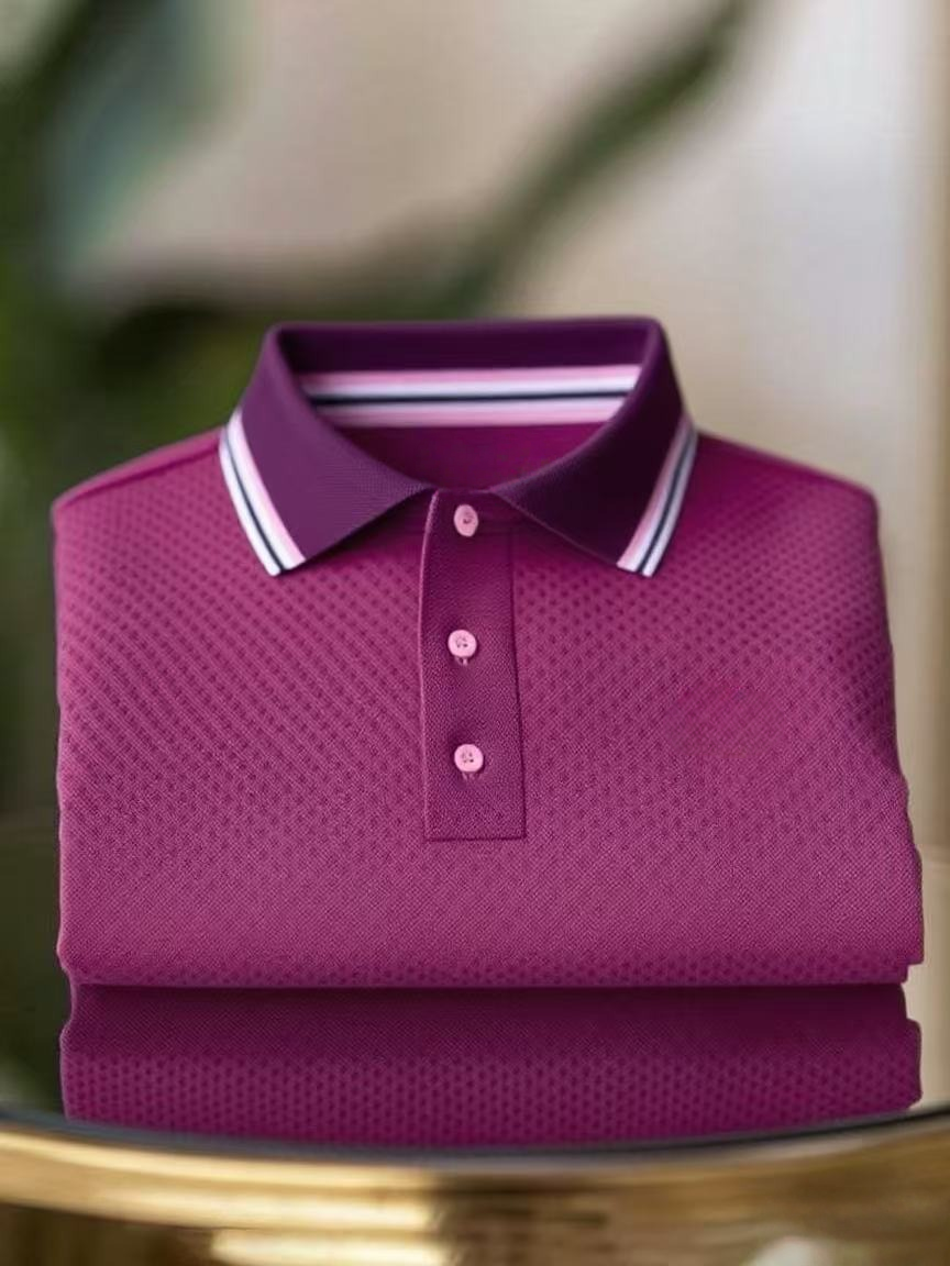 Men's Classic Business Button Short Sleeve Polo Shirt