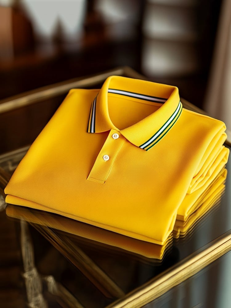 Men's Business Casual Button Short Sleeve Polo Shirt