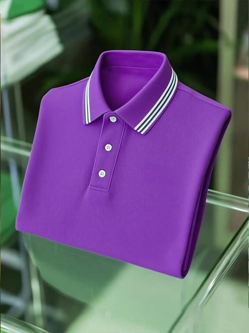 Men's Classic Business Logo Button Short Sleeve Polo Shirt
