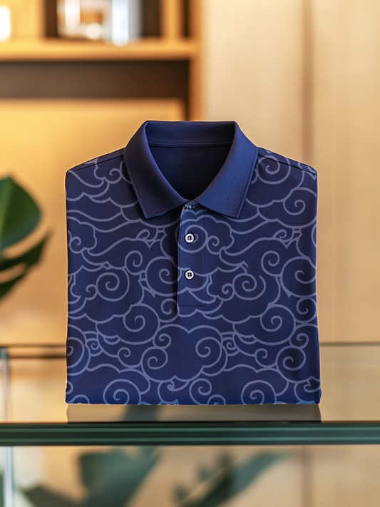 Men's Business Casual Cloud Button Short Sleeve Polo Shirt