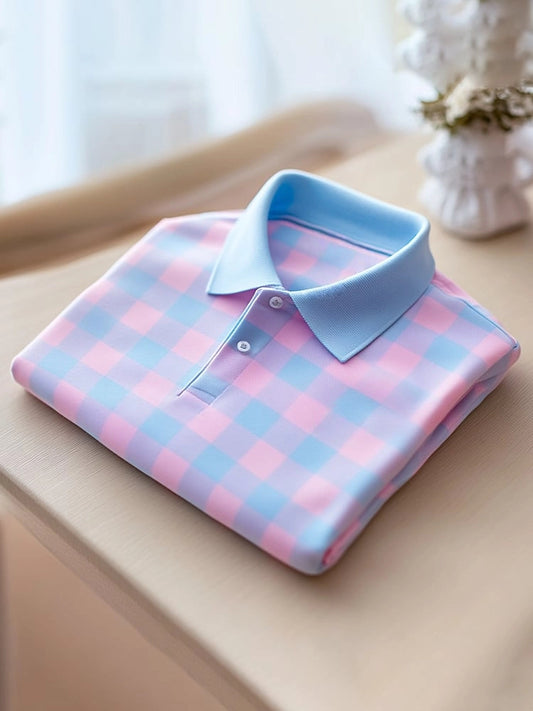 Men's Classic Business Button Short Sleeve Polo Shirt