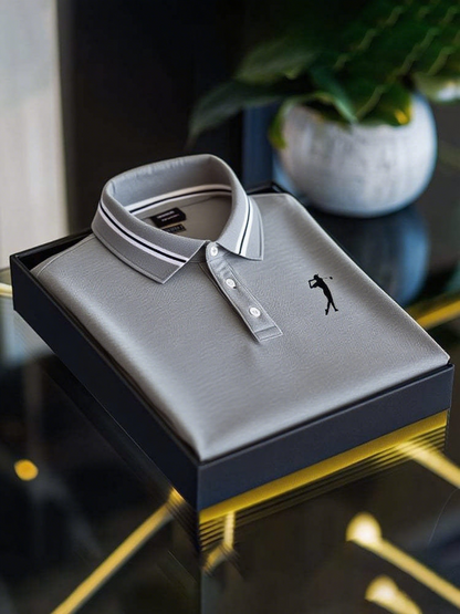 Men's Business Casual Button Short Sleeve Polo Shirt