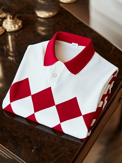Men's Classic Business Logo Button Short Sleeve Polo Shirt