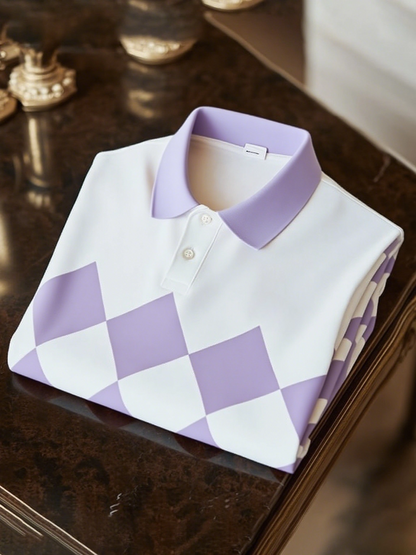 Men's Classic Business Logo Button Short Sleeve Polo Shirt