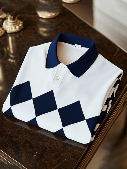 Men's Classic Business Logo Button Short Sleeve Polo Shirt
