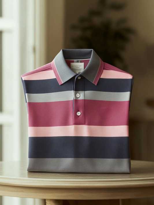 Men's Business Casual Button Short Sleeve Polo Shirt