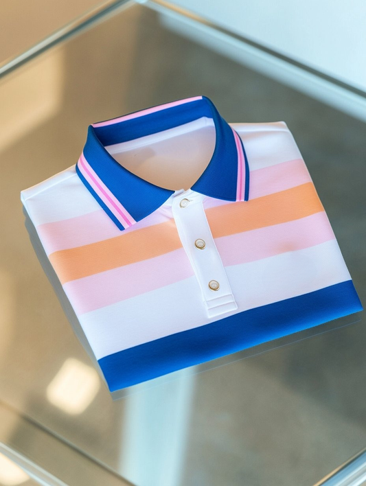 Men's Business Casual Button Short Sleeve Polo Shirt
