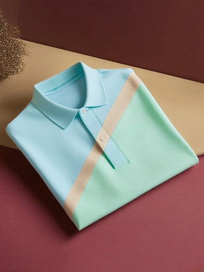 Men's Classic Business Button Short Sleeve Polo Shirt