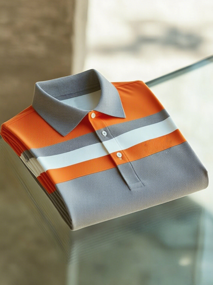 Men's Business Casual Button Short Sleeve Polo Shirt