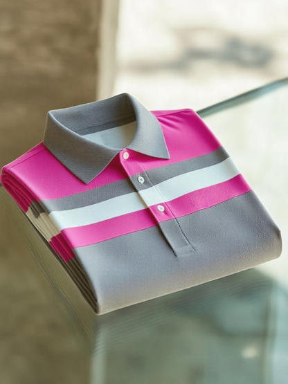 Men's Business Casual Button Short Sleeve Polo Shirt