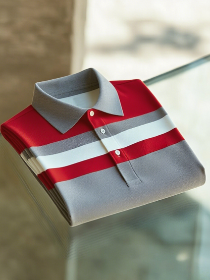 Men's Business Casual Button Short Sleeve Polo Shirt