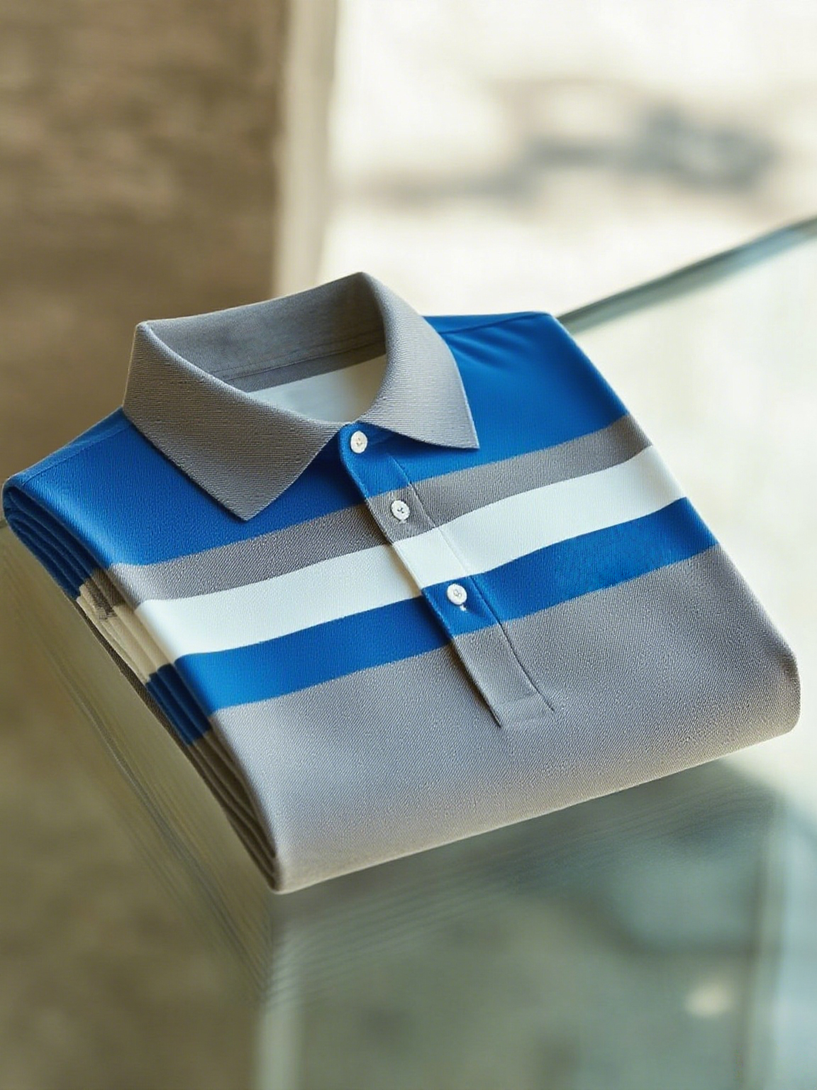 Men's Business Casual Button Short Sleeve Polo Shirt