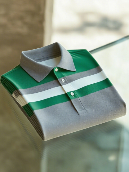 Men's Business Casual Button Short Sleeve Polo Shirt