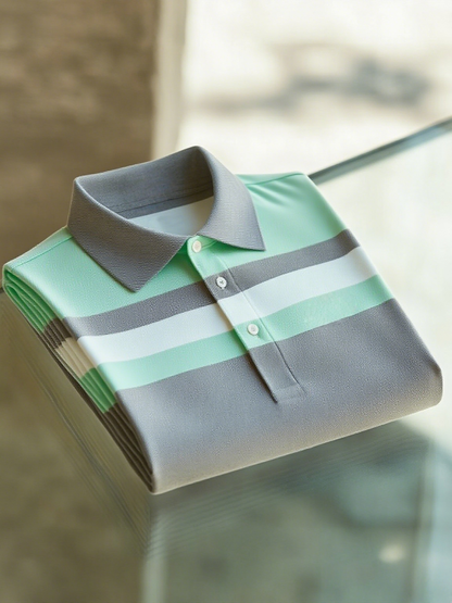 Men's Business Casual Button Short Sleeve Polo Shirt
