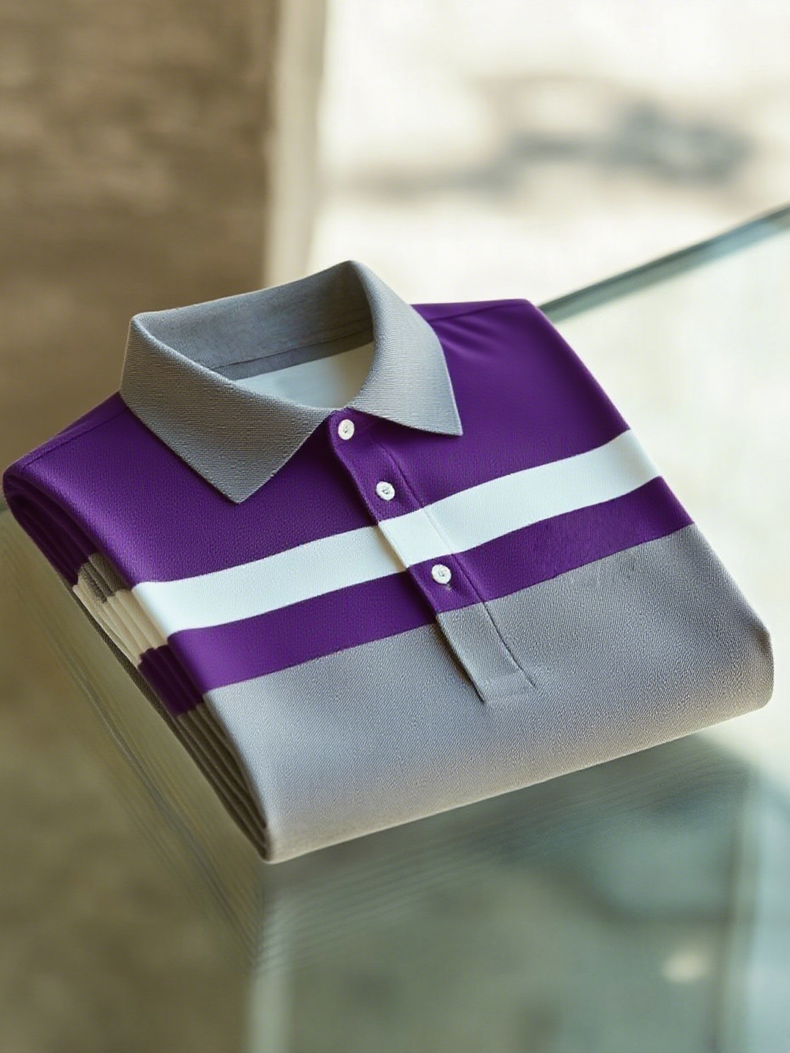 Men's Business Casual Button Short Sleeve Polo Shirt