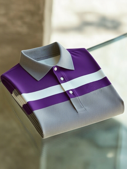 Men's Business Casual Button Short Sleeve Polo Shirt