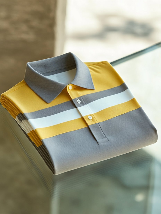 Men's Business Casual Button Short Sleeve Polo Shirt