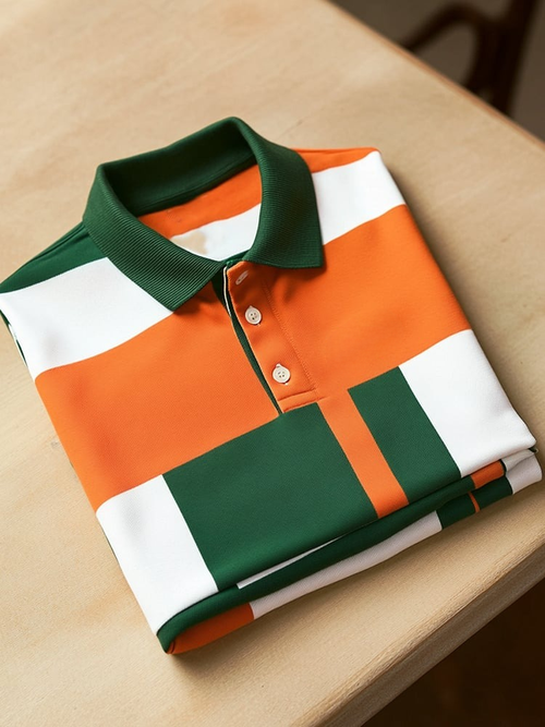 Men's Business Casual Lime Block Button Short Sleeve Polo Shirt